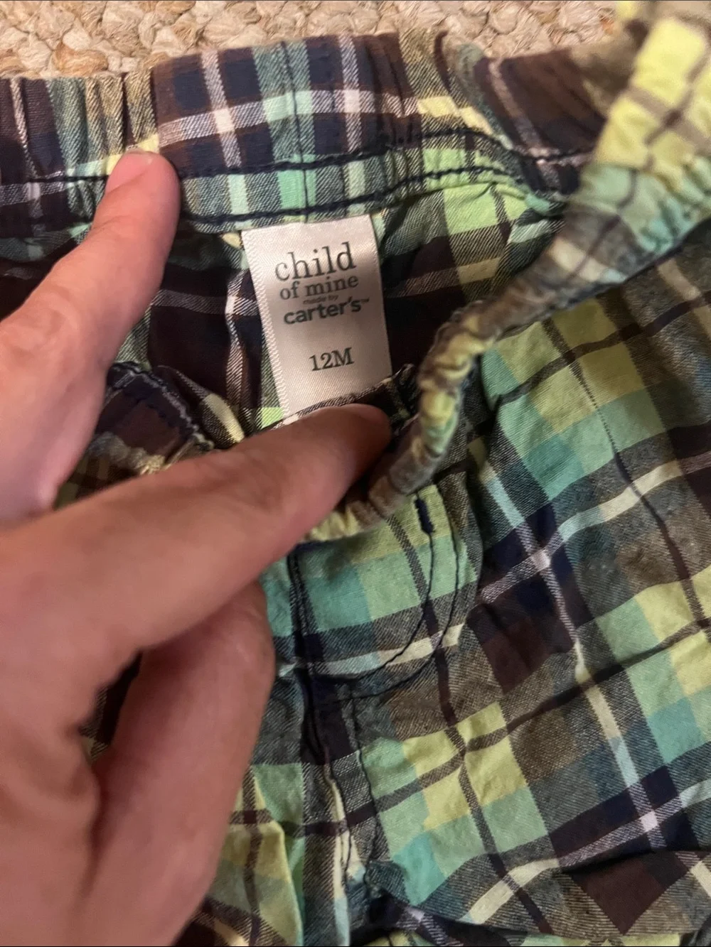 Carter's Neon Yellow and Green Plaid Elastic-Waist Shorts